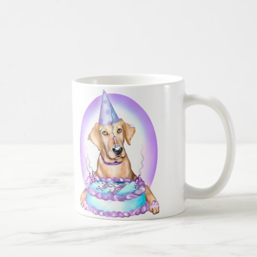 Yellow Lab Cake Face Birthday Koffiemok (Rechts)