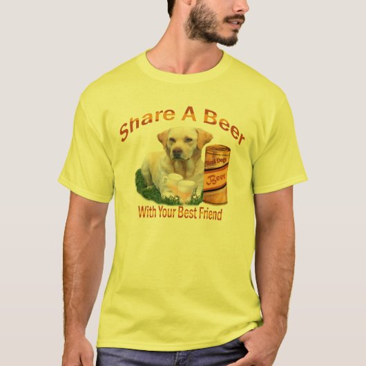Yellow Lab deelt een T-shirt met bier (Voorkant)
