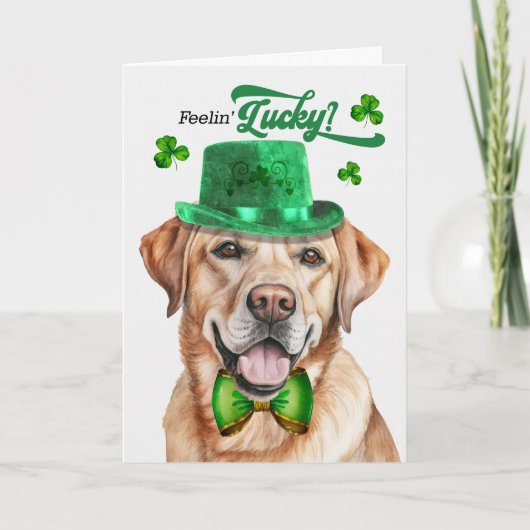 Yellow Lab Dog Feelin' Lucky St Patrick's Day Feestdagen Kaart (Voorkant)