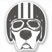 Yellow Lab Dog in Helm & Goggles Vinyl Sticker (Voorkant)