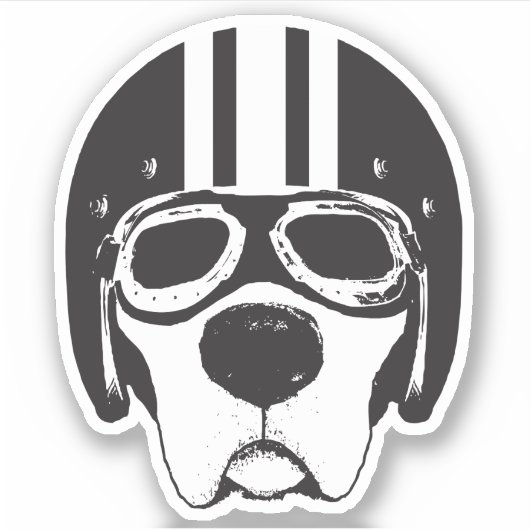 Yellow Lab Dog in Helm & Goggles Vinyl Sticker (Voorkant)