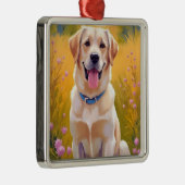Yellow Lab | Dog Painting Labrador Retriever Metalen Ornament (Rechts)