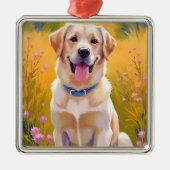 Yellow Lab | Dog Painting Labrador Retriever Metalen Ornament (Voorkant)
