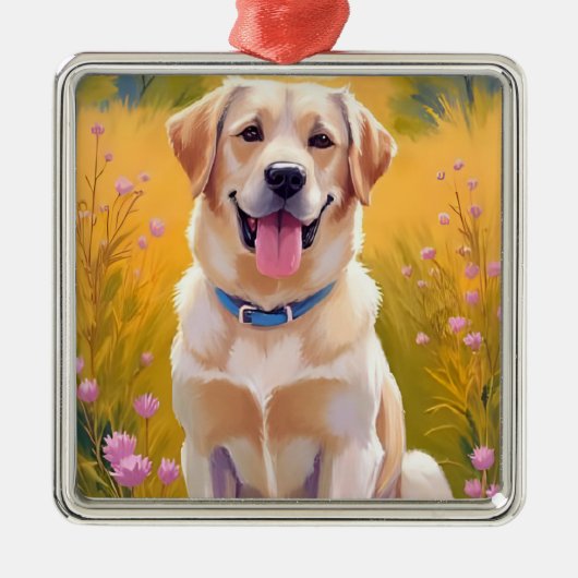 Yellow Lab | Dog Painting Labrador Retriever Metalen Ornament (Voorkant)
