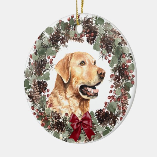 Yellow Lab Dog Pinecone Wreatalized Personalized Keramisch Ornament (Links)