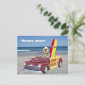 Yellow Lab Driving Woodie Briefkaart (Staand voorkant)