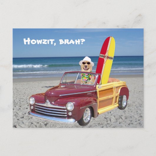 Yellow Lab Driving Woodie Briefkaart (Voorkant)