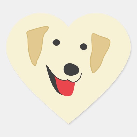 Yellow Lab Face Hart Sticker (Voorkant)