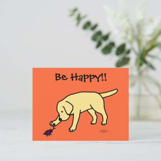 Yellow Lab Friendly Cartoon Labrador Briefkaart (Staand voorkant)