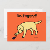 Yellow Lab Friendly Cartoon Labrador Briefkaart (Voorkant / Achterkant)