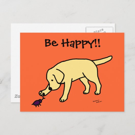 Yellow Lab Friendly Cartoon Labrador Briefkaart (Voorkant / Achterkant)