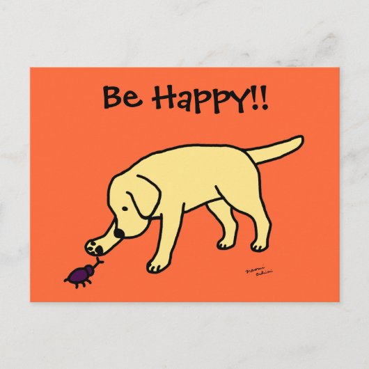 Yellow Lab Friendly Cartoon Labrador Briefkaart (Voorkant)