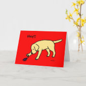 Yellow Lab Friendly Cartoon Labrador Kaart (Gele Bloem)