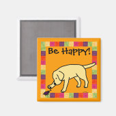 Yellow Lab Friendly Cartoon Labrador Magneet (Voorkant / Achterkant)