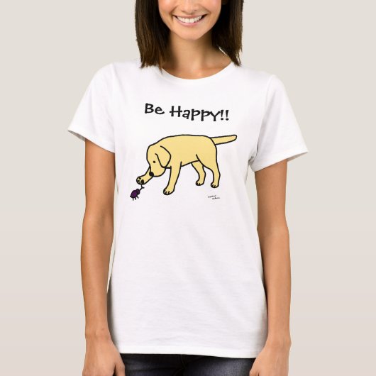 Yellow Lab Friendly Cartoon Labrador T-shirt (Voorkant)