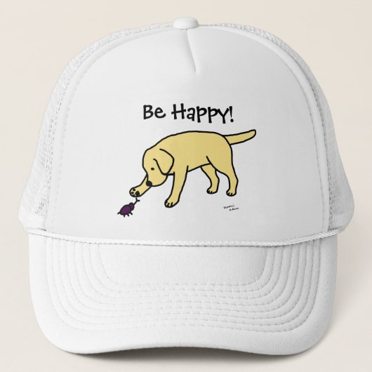 Yellow Lab Friendly Cartoon Labrador Trucker Pet (Voorkant)