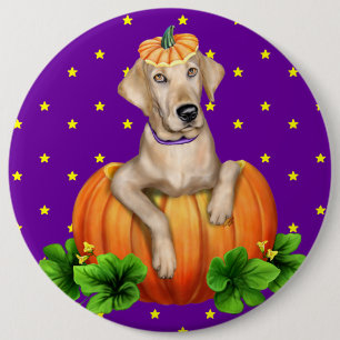 Yellow Lab Halloween Labr-O-Lantern Ronde Button 6,0 Cm