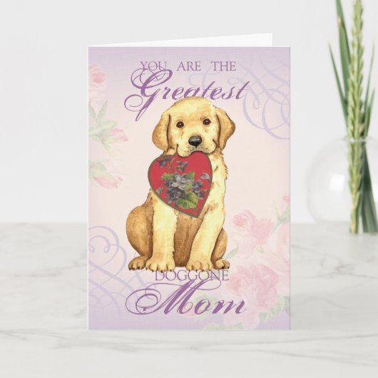Yellow Lab Heart mama Kaart (Voorkant)