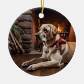 Yellow Lab Holiday Keramisch Ornament (Voorkant)