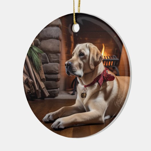 Yellow Lab Holiday Keramisch Ornament (Links)