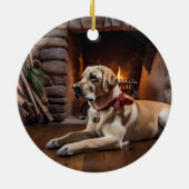 Yellow Lab Holiday Keramisch Ornament (Achterkant)