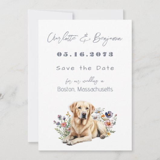 Yellow Lab Hond bruiloft Save the dates Date (Voorkant)