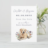 Yellow Lab Hond bruiloft Save the dates Date (Staand voorkant)