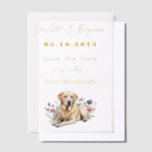 Yellow Lab Hond en Wildflowers Bewaar de datum Vellum Uitnodigingen (Offset)