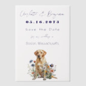Yellow Lab Hond en Wildflowers Bewaar de datum Vellum Uitnodigingen (Voorkant)