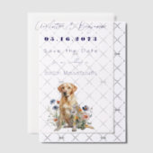 Yellow Lab Hond en Wildflowers Bewaar de datum Vellum Uitnodigingen (Offset (Uitnodiging))