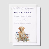 Yellow Lab Hond en Wildflowers Bewaar de datum Vellum Uitnodigingen (Offset)