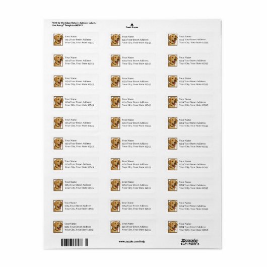 Yellow Lab Hound Return Address Labels (Full Sheet)
