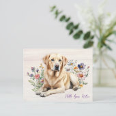 Yellow Lab in Wildflowers Hello Personalized Briefkaart (Staand voorkant)