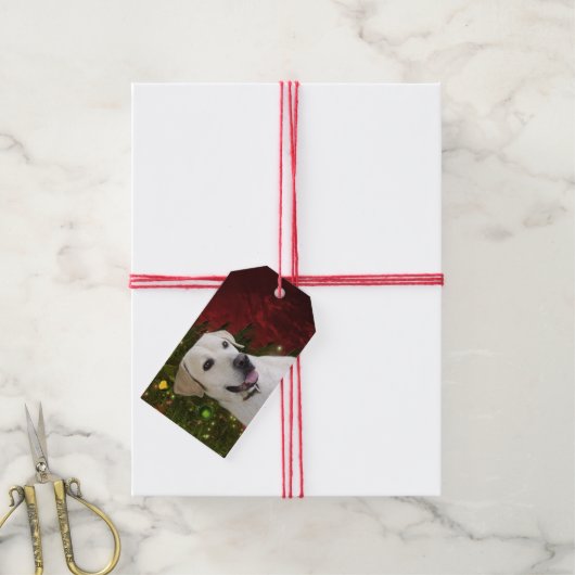Yellow lab kerst cadeaulabel (Met Touw)