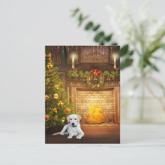 Yellow lab kerst feestdagenkaart (Staand voorkant)