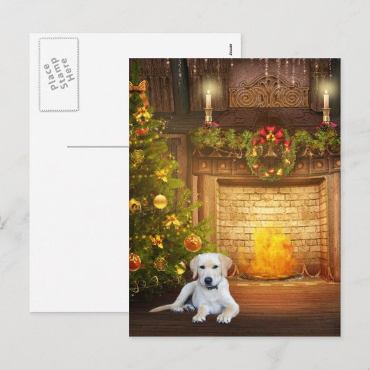 Yellow lab kerst feestdagenkaart (Voorkant / Achterkant)