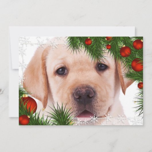 Yellow Lab Kerst Kaart- Schattige Hondenpuppy Labr Feestdagenkaart (Voorkant)