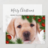 Yellow Lab Kerst Kaart- Schattige Hondenpuppy Labr Feestdagenkaart (Voorkant / Achterkant)