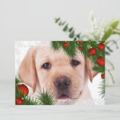 Yellow Lab Kerst Kaart- Schattige Hondenpuppy Labr Feestdagenkaart (Staand voorkant)