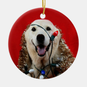 Yellow lab kerst keramisch ornament