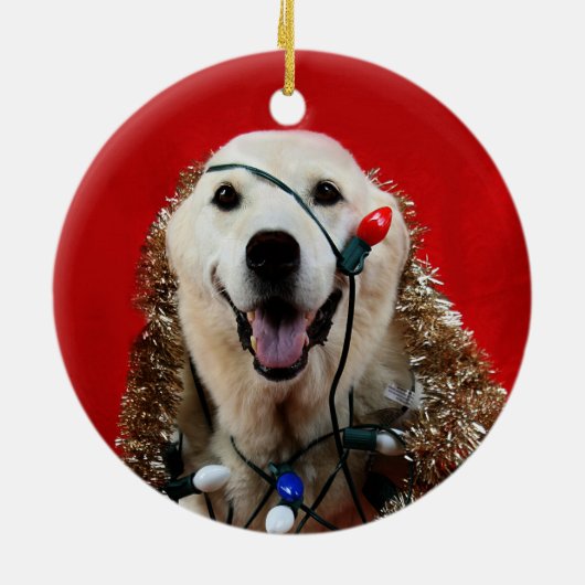 Yellow lab kerst keramisch ornament (Achterkant)