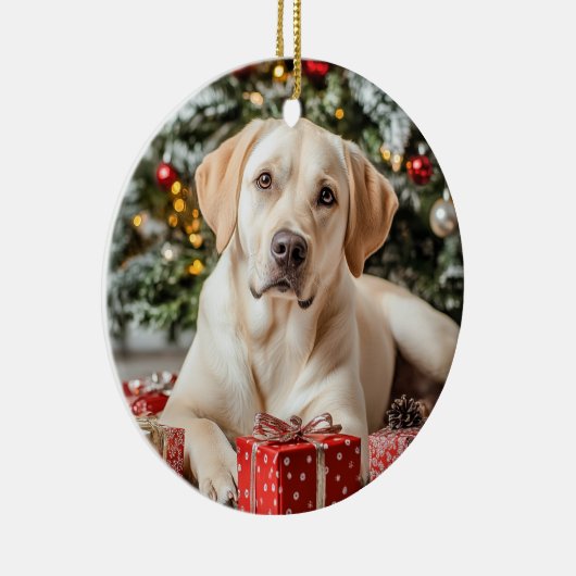 Yellow Lab kerst Keramisch Ornament (Rechts)