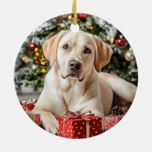 Yellow Lab kerst Keramisch Ornament (Achterkant)