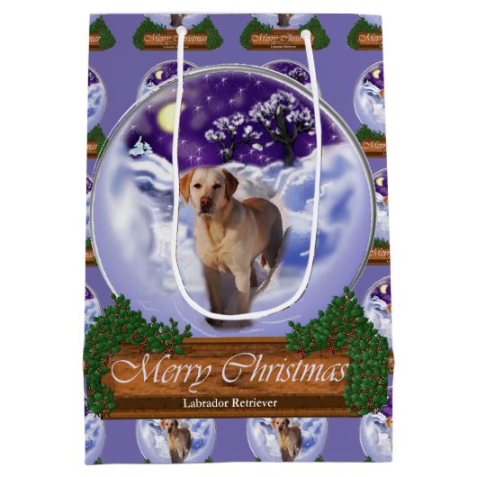 Yellow Lab kerst Medium Cadeauzakje (Achterkant)