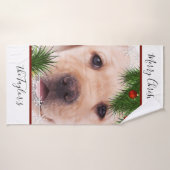Yellow Lab kerst - persoonlijke papaverlabrador Badhanddoek (Badhanddoek)