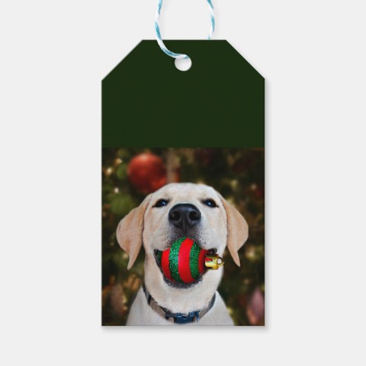 Yellow lab-kerstbal cadeaulabel (Voorkant)