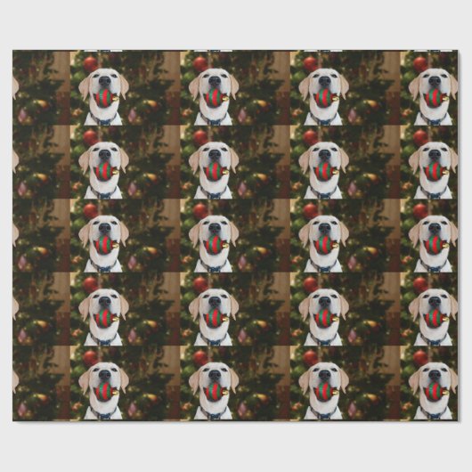 Yellow lab-kerstbal cadeaupapier (Vlak)