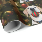 Yellow lab-kerstbal cadeaupapier (Rol Hoek)