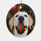 Yellow lab-kerstbal keramisch ornament (Links)