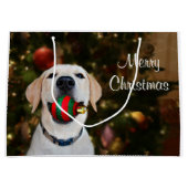 Yellow lab-kerstbal large cadeautasje (Voorkant)